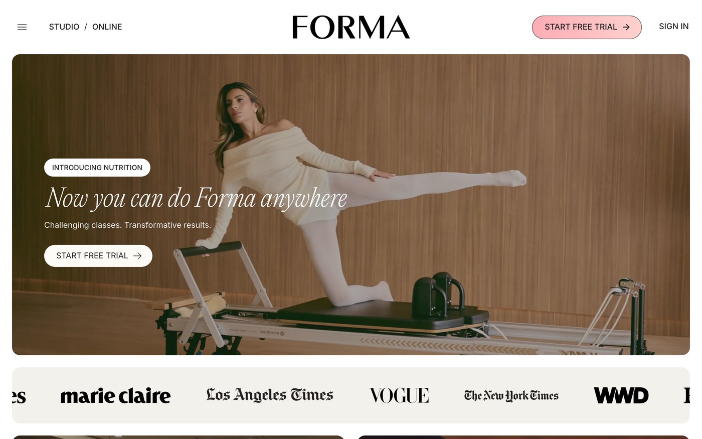 Forma Pilates homepage